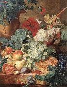 Jan van Huijsum Still life with flowers and fruit. painting